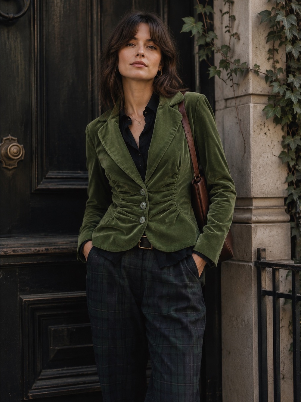 NOUGAT London Green Velvet Blazer